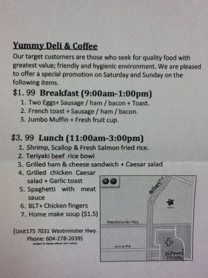 Yummy Deli & Coffee：午餐只需$3.99
