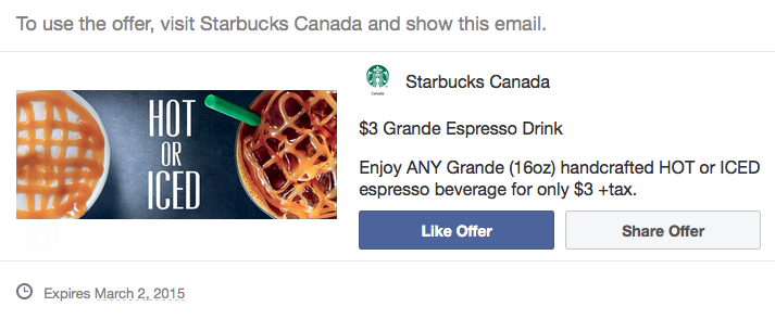 [逾期]Starbucks：任何Espresso飲品(Grande Size 16oz)只需$3