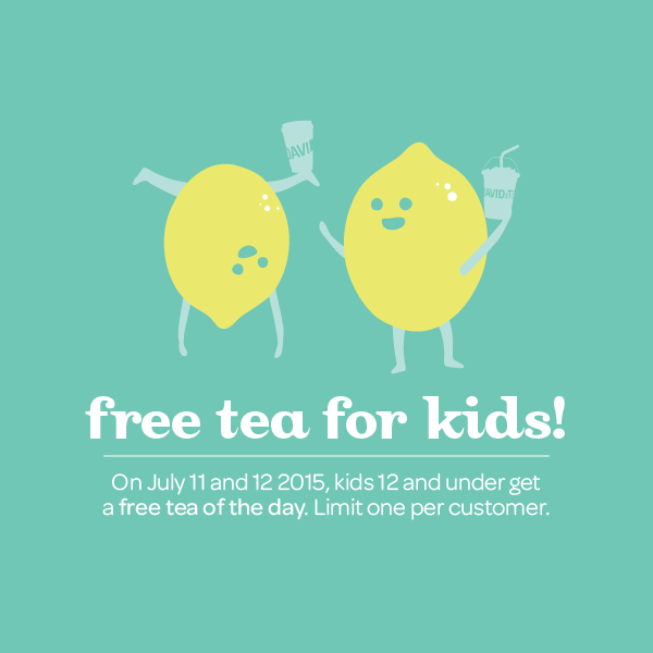 [逾期]David’s Tea：免費茶贈飲(只限12歲或以下小童)