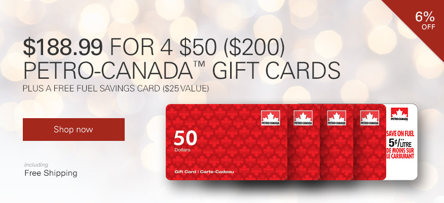 [逾期]ebay.ca：4張$50 Petro Canada Gift Card + $25 Preferred Price Card只賣$188.99