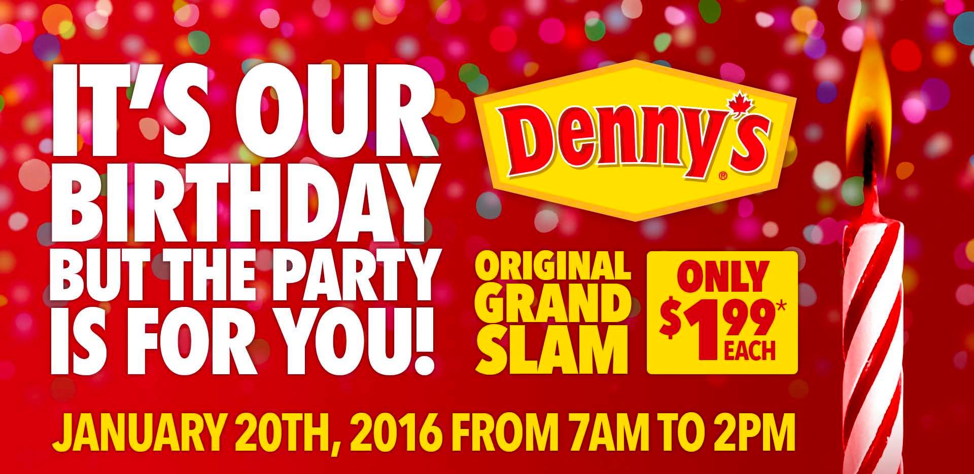 [逾期]Denny’s：Grand Slam早餐只需$1.99