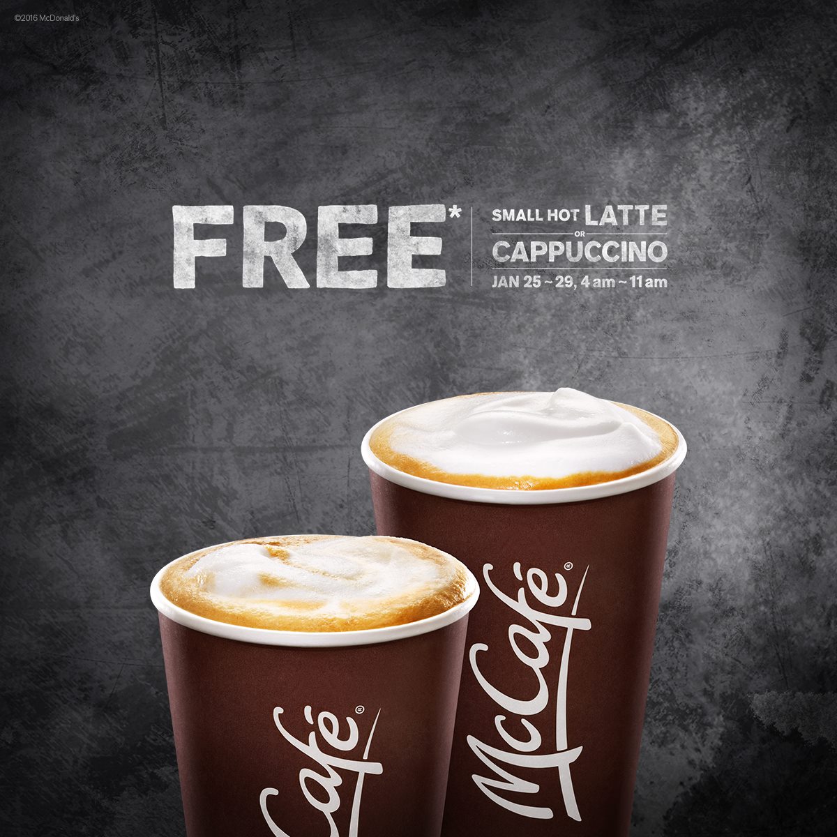 [逾期]McDonald’s：免費Latte/Cappuccino(細杯裝)
