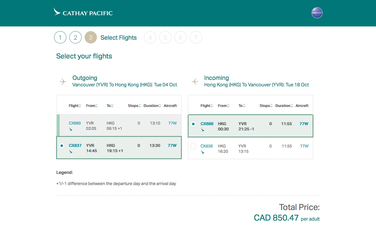 [逾期]國泰航空：來回溫哥華及香港機票只賣$851(連稅)