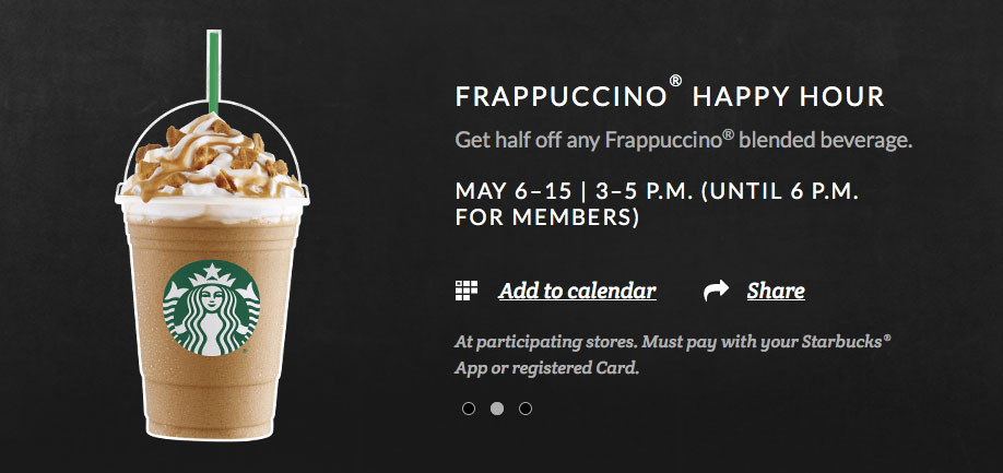 [逾期]Starbucks：Frappuccino半價優惠