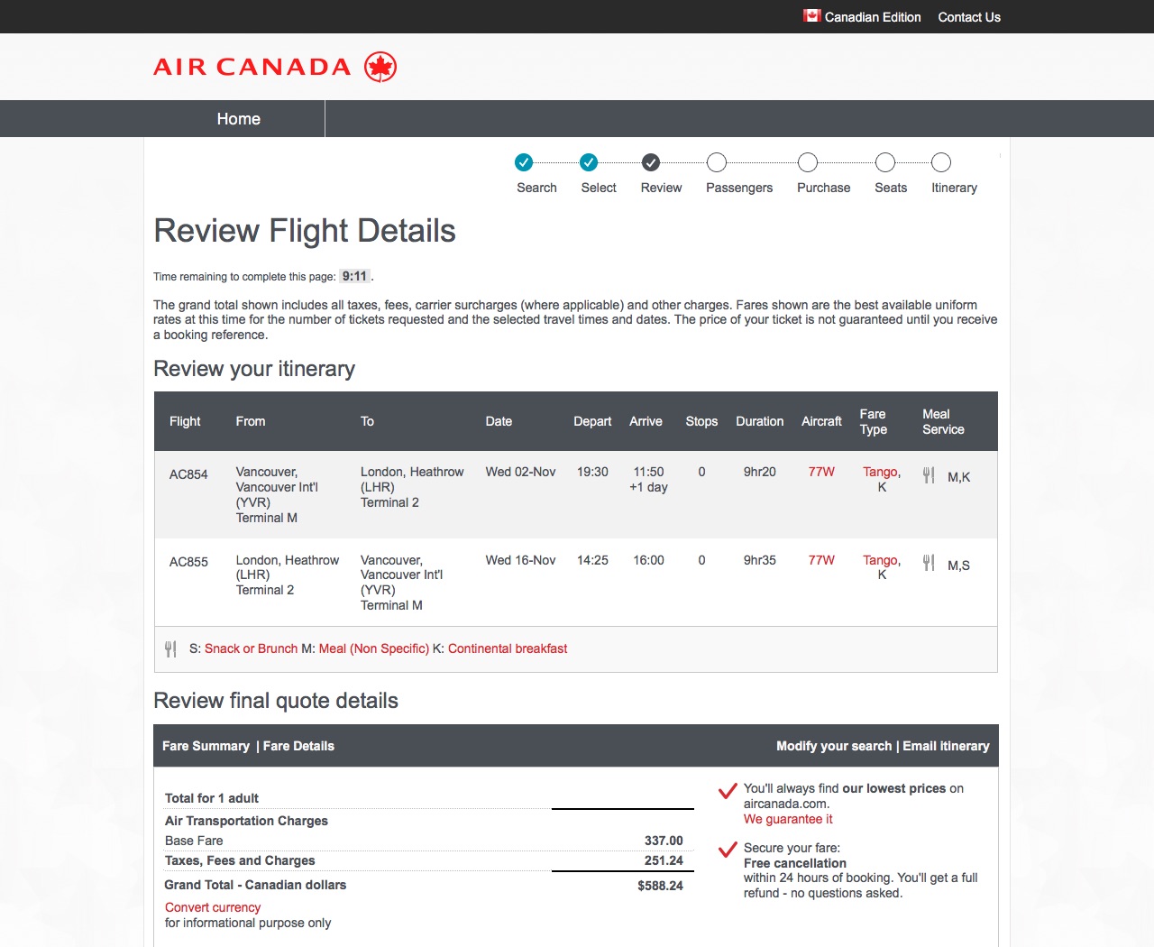 [逾期]Air Canada：來回溫哥華及倫敦只需 $589
