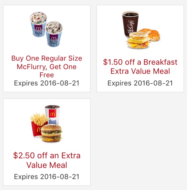 McDonald’s：包類套餐$2.50折扣優惠