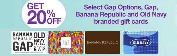 [逾期]Shoppers Drug Mart：購買Banana Republic/Gap/Old Navy禮券(Gift Card)即可獲八折優惠