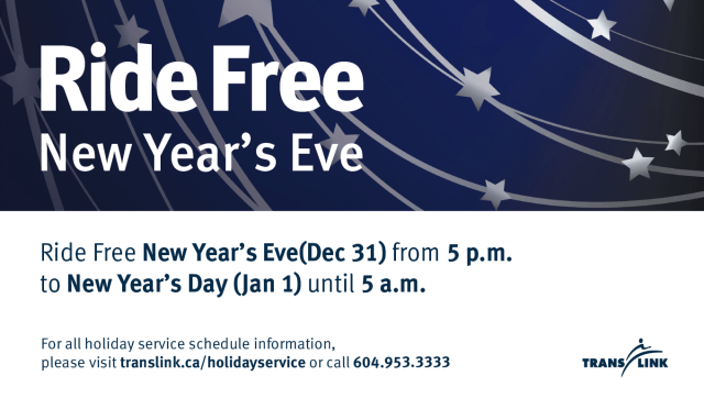 免費：除夕夜免費乘搭公共交通工具