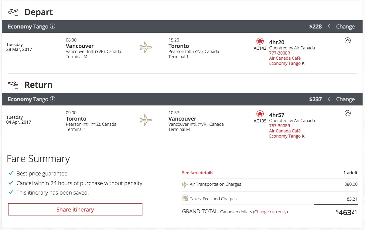 [逾期]Air Canada：來回溫哥華及多倫多機票只賣$463