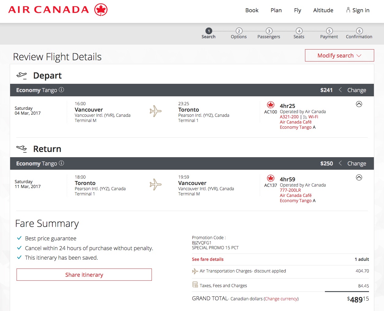 [逾期]Air Canada：八五折限時優惠(只限加拿大城市)