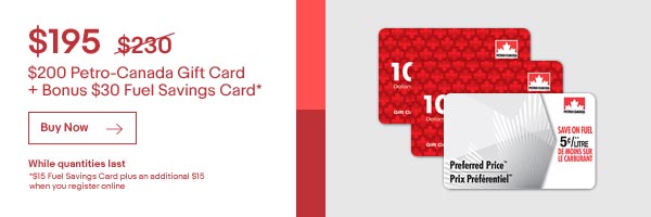 [逾期]ebay.ca：2張$100 Petro Canada Gift Card + $15 Preferred Price Card只賣$195