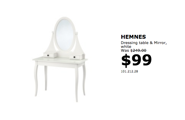 [逾期]IKEA限時優惠：連鏡梳妝檯只賣$99