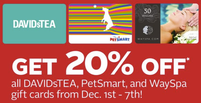 [逾期]Rexall：購買David’s Tea/PetSmart禮券(Gift Card)，即可獲八折優惠