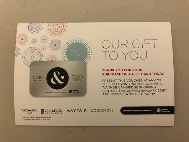 [逾期]Metropolis at Metrotown：購買$10或以上禮券(Gift Card)將可獲$15額外禮券