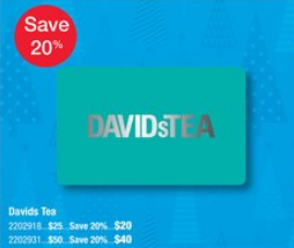 [逾期]Staples：購買David’s Tea禮券可獲八折優惠