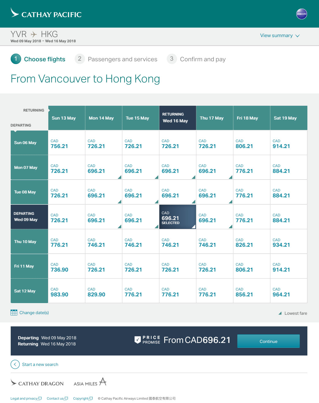 [逾期]國泰航空：來回溫哥華及香港機票只賣加幣$696(連稅)