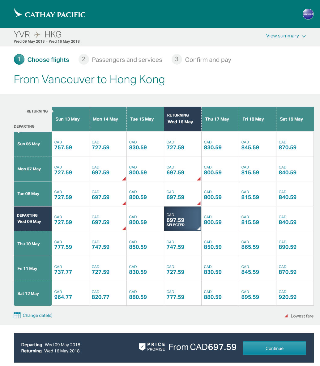 [逾期]國泰航空：來回溫哥華及香港機票只賣加幣$698(連稅)