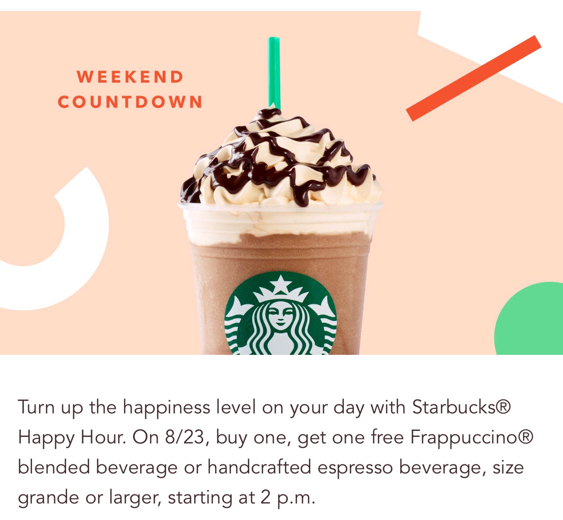 [逾期]Starbucks：任何Frappucino可享買一送一優惠 (只限Starbucks會員)