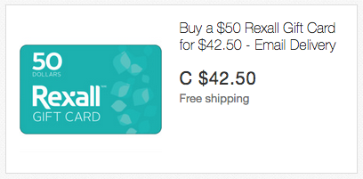 ebay.ca：$50 Rexall Gift Card只賣$42.50