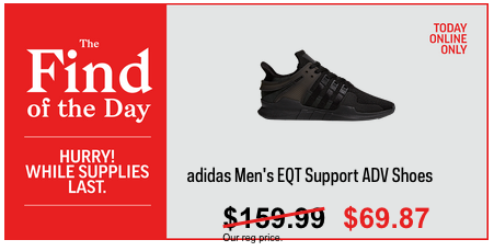 [逾期]Sport Chek：adidas EQT男裝全黑色波鞋只賣$69.87