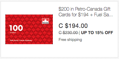 ebay.ca:2張$100 Petro Canada Gift Card + 高達$30 Preferred Price Card只賣$194