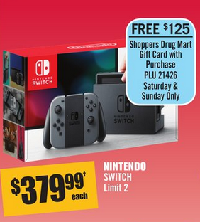 [逾期]Shoppers Drug Mart：購買Nintendo Switch即可獲$125 Shoppers Drug Mart Gift Card