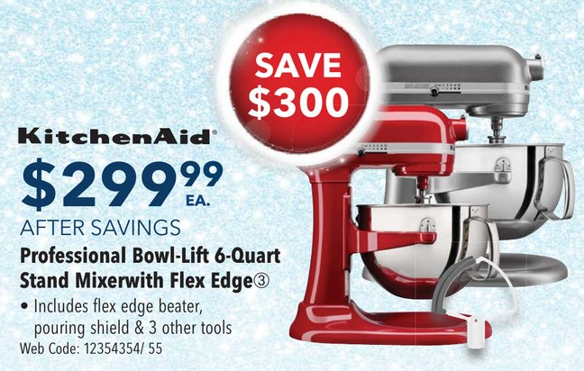 BestBuy.ca：KitchenAid 6 Quart Bowl Lift Stand Mixer + Flex Edge Beater只賣$299.99