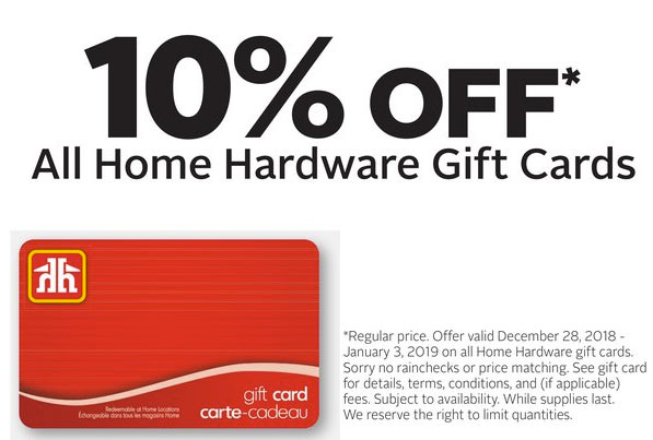 Rexall：購買Home Hardware禮券(Gift Card)，即可獲九折優惠