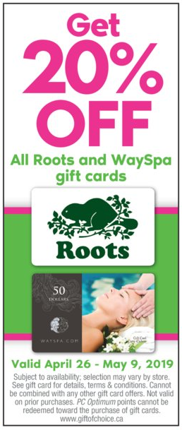 Superstore：購買Roots禮券(Gift Card)，即可獲八折優惠