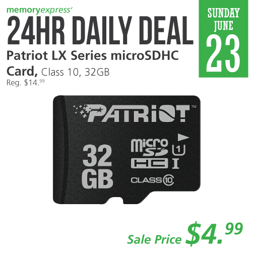 Memory Express：Patriot 32GB MicroSDHC只賣$4.99
