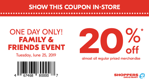 Shoppers Drug Mart：八折优惠