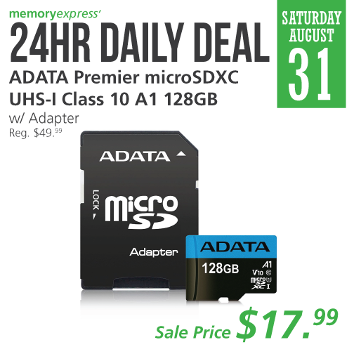Memory Express:ADATA 128GB MicroSDXC UHS-1只賣$17.99