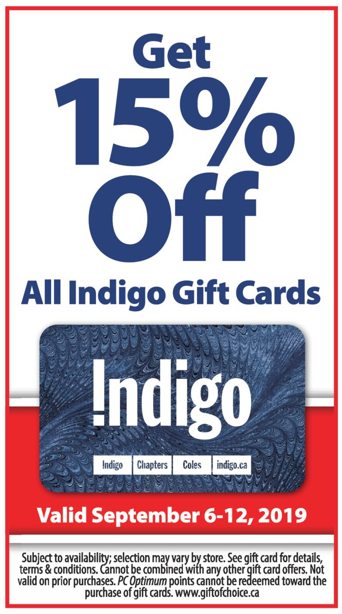 Superstore：購買Chapters/Indigo禮券(Gift Card)，即可獲八五折優惠