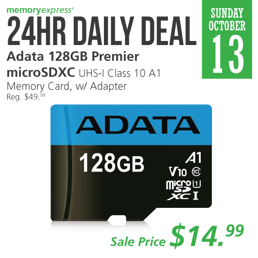 Memory Express：ADATA 128GB MicroSDXC UHS-1 + Adapter只賣$14.99