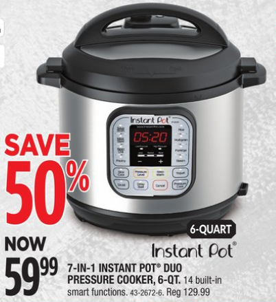 Canadian Tire：Instant Pot電子壓力煲只賣$59.99