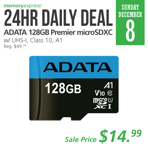 Memory Express：ADATA 128GB MicroSDXC UHS-1 + Adapter只卖$14.99