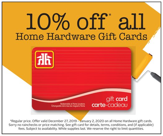 Rexall：購買Home Hardware禮券(Gift Card)，即可獲九折優惠
