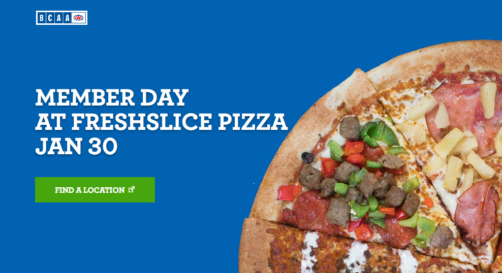BCAA：會員可獲免費Freshslice Pizza一件