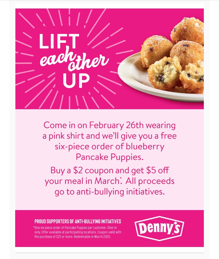 Denny’s：免费Blueberry Pancake Puppies