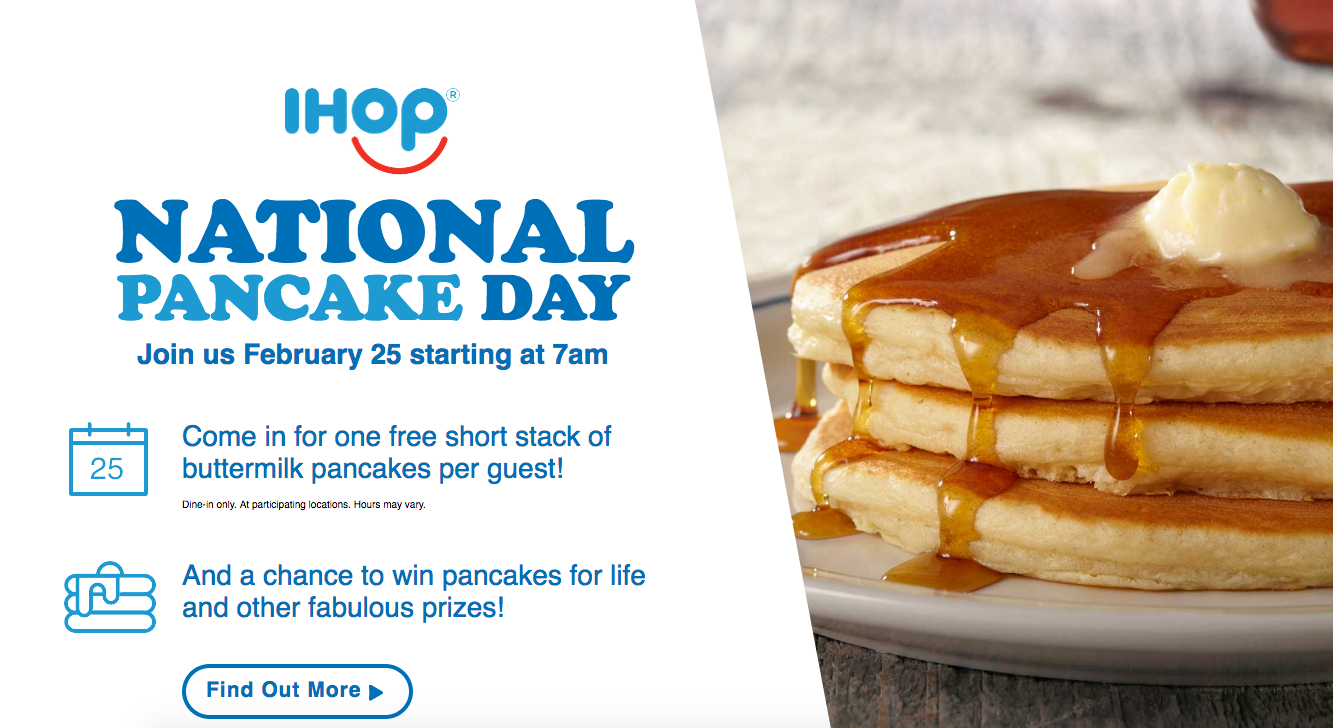 IHOP：免费Pancake