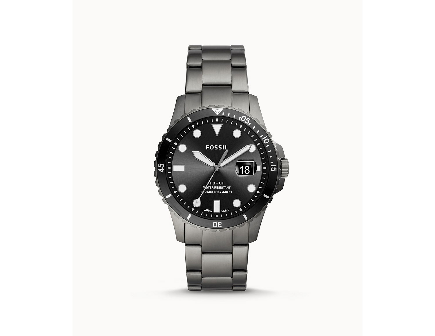 Fossil官網：男裝黑色鋼帶錶只賣$44.55