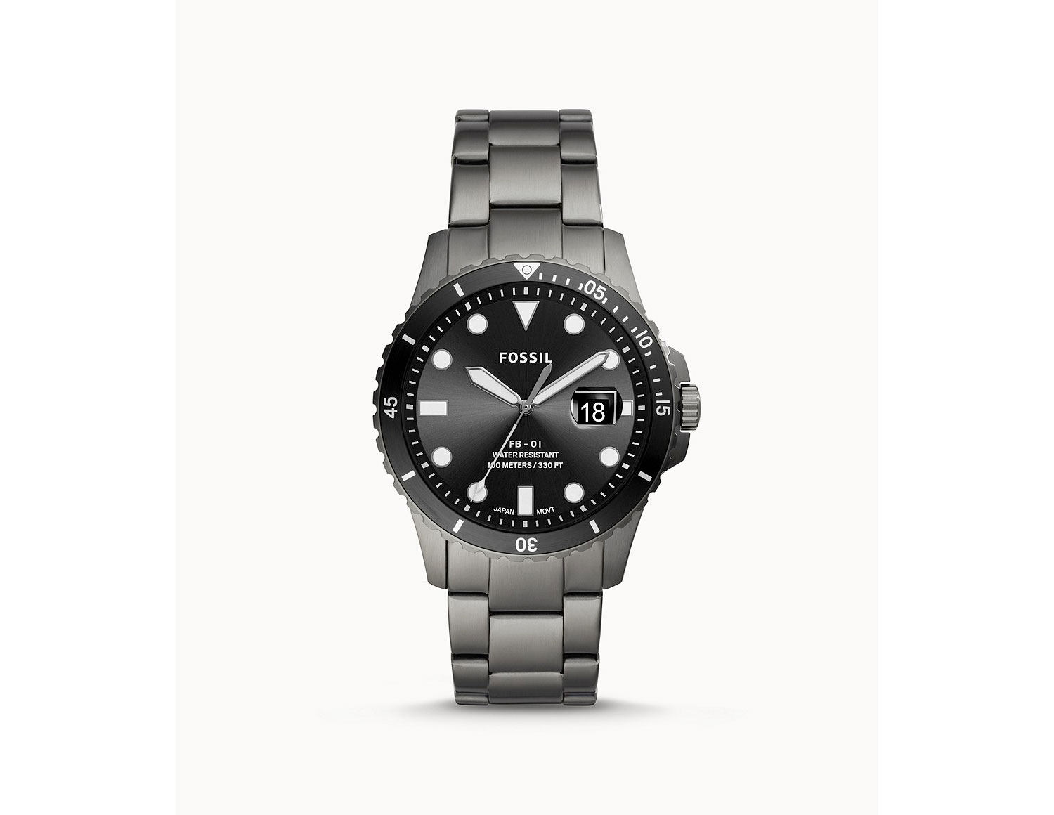 Fossil官網：男裝黑色鋼帶錶只賣$44.55