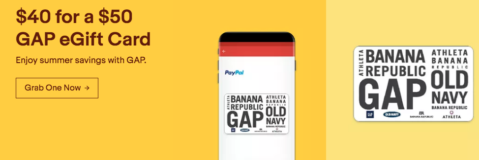 ebay.ca：$50 Banana Republic/Gap/Old Navy禮券(Gift Card)只賣$40