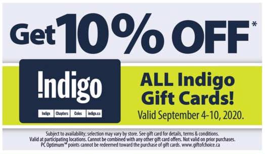 Superstore：購買Chapters/Indigo禮券(Gift Card)，即可獲九折優惠