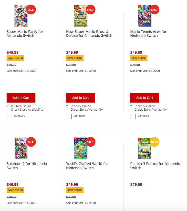 The Source及Best Buy:Nintendo Switch指定游戏可享$30折扣优惠
