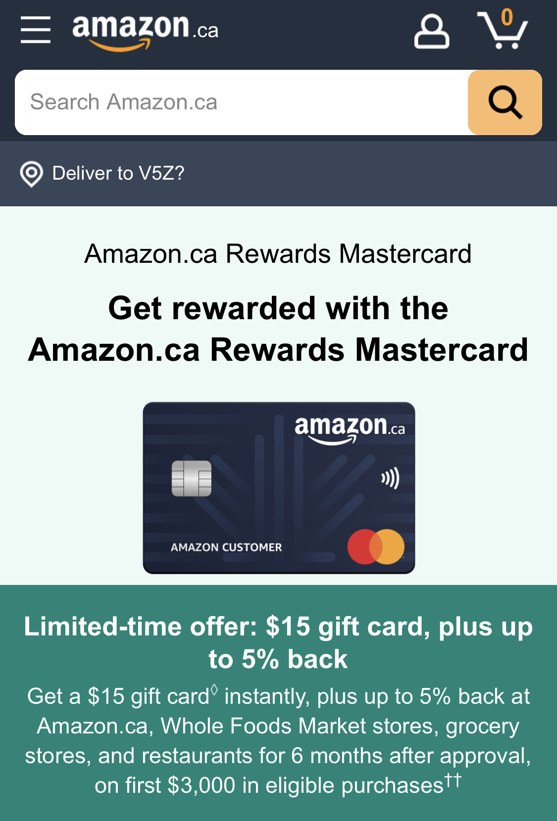 Amazon信用卡：$15 Amazon Gift Card、免年費、高達2.5% Amazon購物回贈