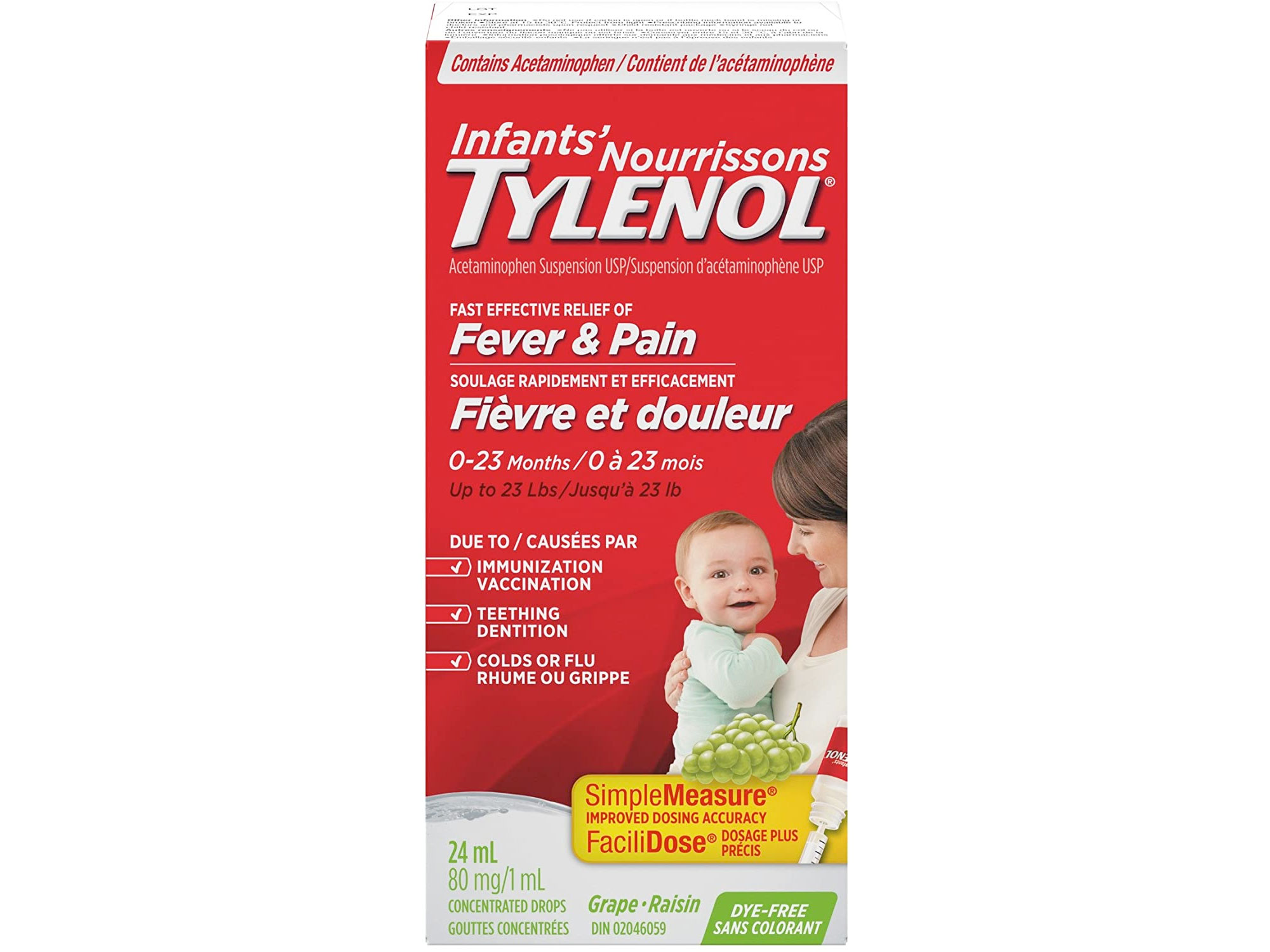 Amazon：Tylenol Infants Grape Suspension Drops 24ML (Fever & Pain)只卖$5.50