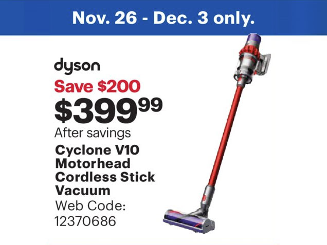 Best Buy：Dyson Cyclone V10 Motorhead Cordless Stick Vacuum只賣$399.99