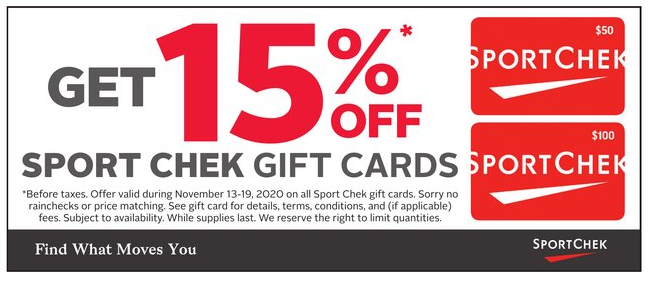 Rexall：購買Sport Chek 禮券(Gift Card)，即可獲八五折優惠