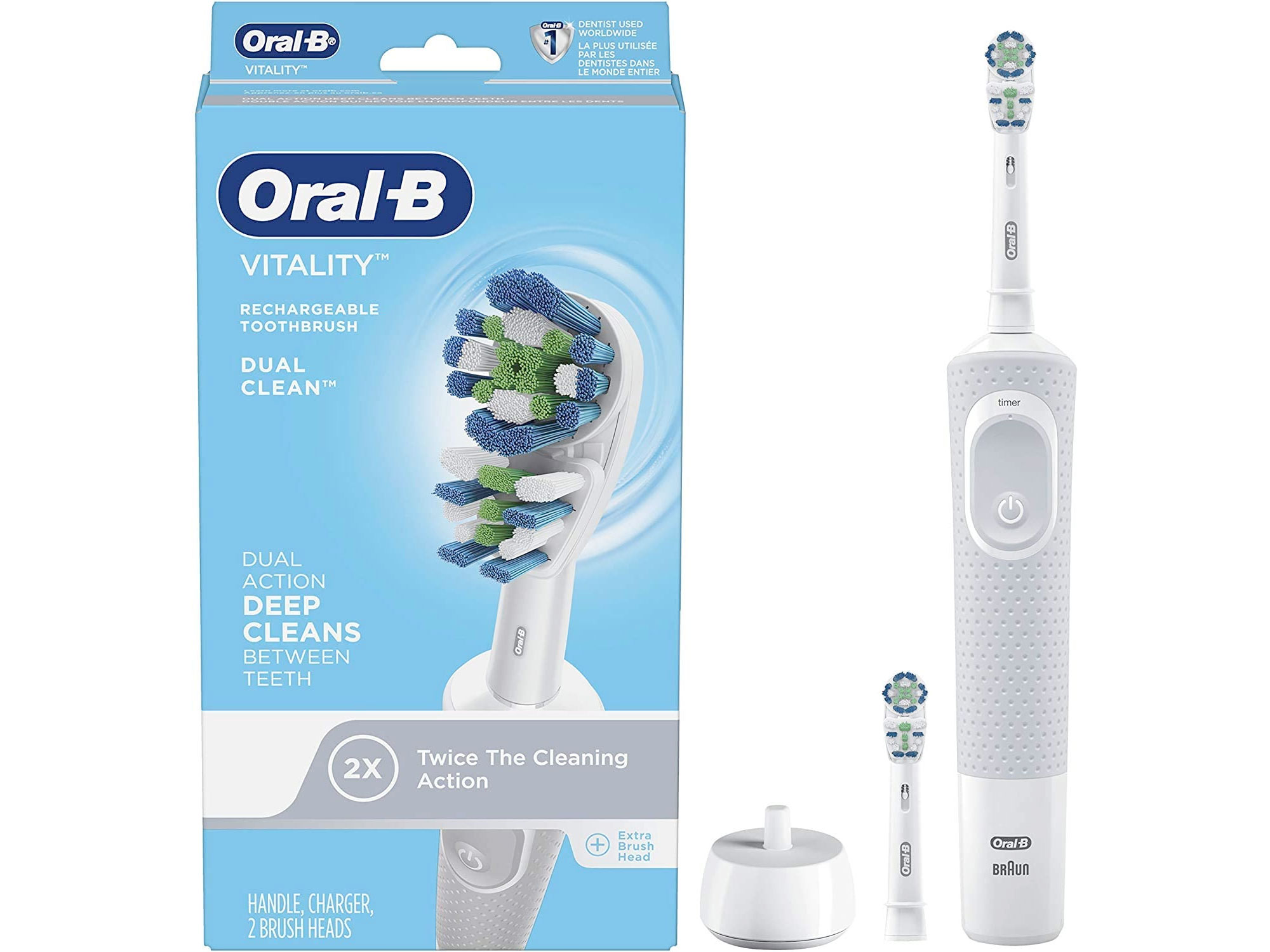 Amazon：Oral-B Vitality Dual Clean Electric Rechargeable Toothbrush with 2 Brush Heads只賣$24.97
